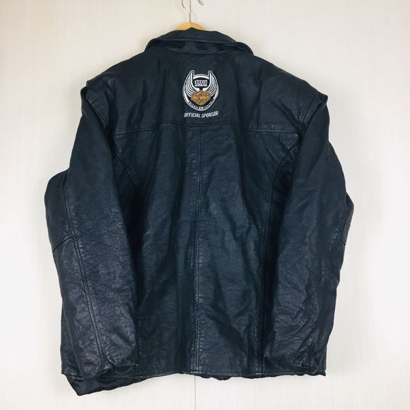 BURK's BAY Men's HARLEY DAVIDSON Logo Collar Pockets Leather Jacket L Large - Picture 7 of 12